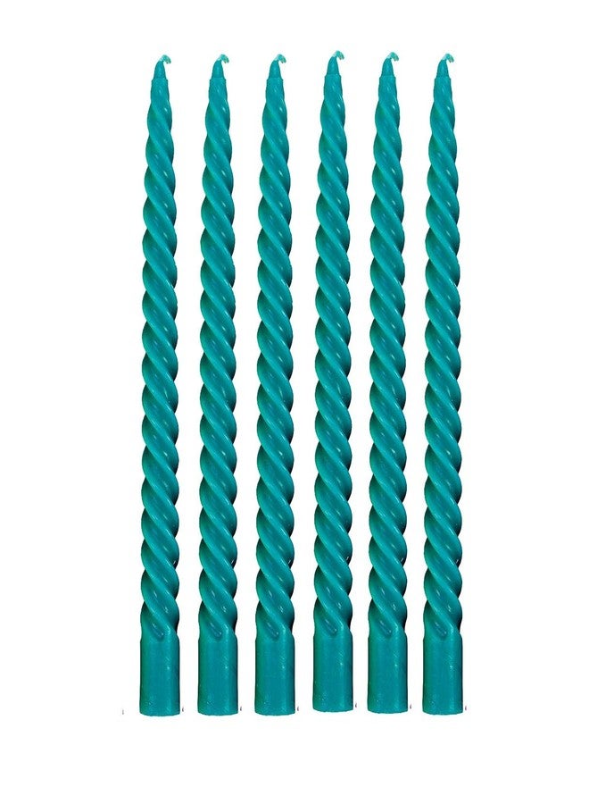 Luces Paraffin Wax Smokeless Scented Turquoise Colour Twisted Stick Candles Decorations for Living Room Pack of 6 - Image 1